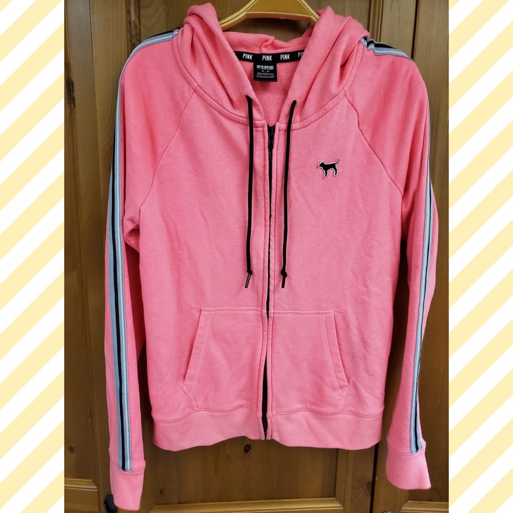 VS PINK Zipper Down Hoodie with Pockets